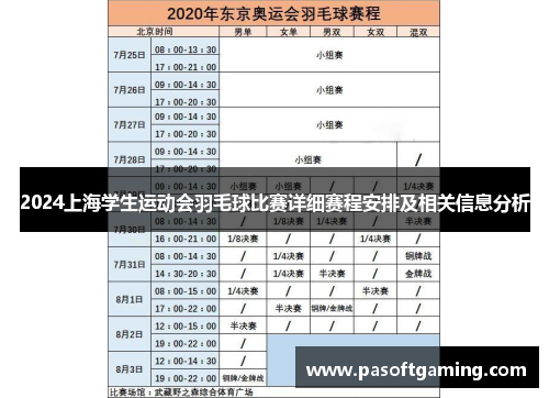 2024上海学生运动会羽毛球比赛详细赛程安排及相关信息分析