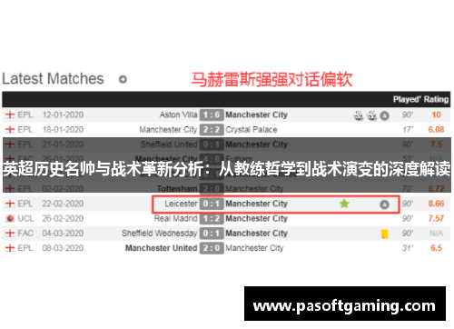 英超历史名帅与战术革新分析：从教练哲学到战术演变的深度解读